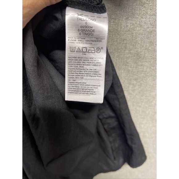 Banana Republic Black Silky Tie Waist Tank Maxi Dress 6 Tall Slits - Picture 14 of 14